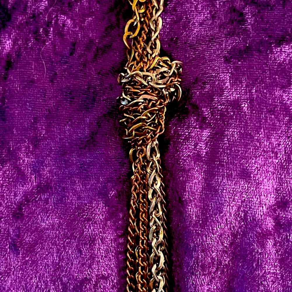 Multi colored long chain necklace.